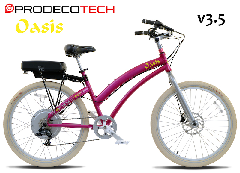 The new ProdecoTech Oasis step thru beach cruiser e-bike.