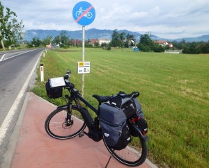 european electric bike tour bike sign