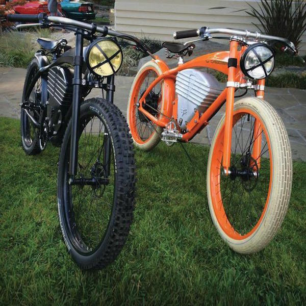 vintage e-tracker electric bike black orange