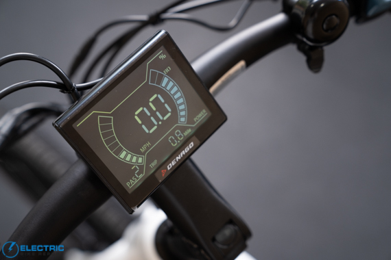 Denago City Model 1 large LCD display that shows a plethora of riding info