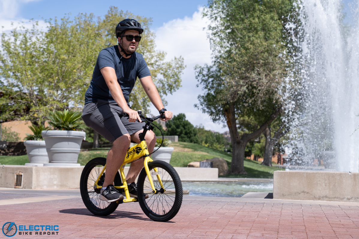 JackRabbit Micro E-Bike - riding on a school campus