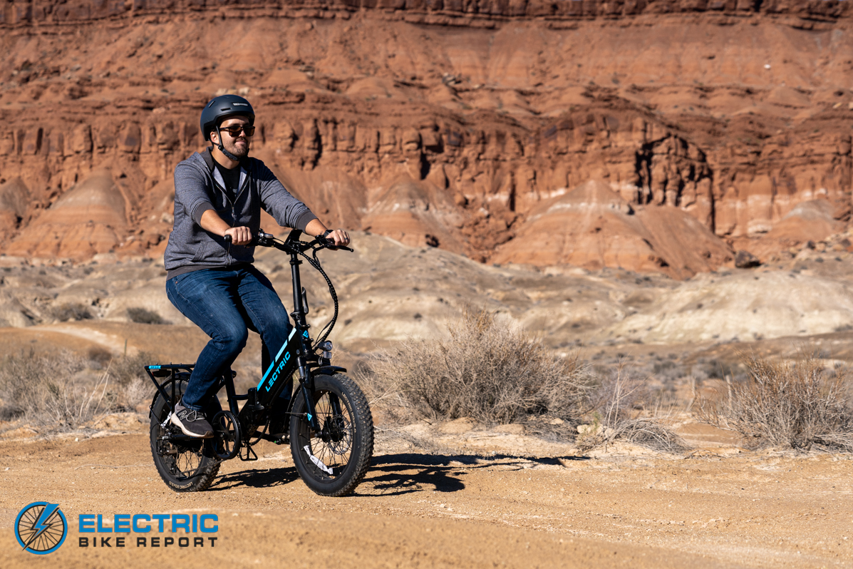 Lectric XP 3.0 E-Bike Review 2023 - riding off road on dirt with the fat tires