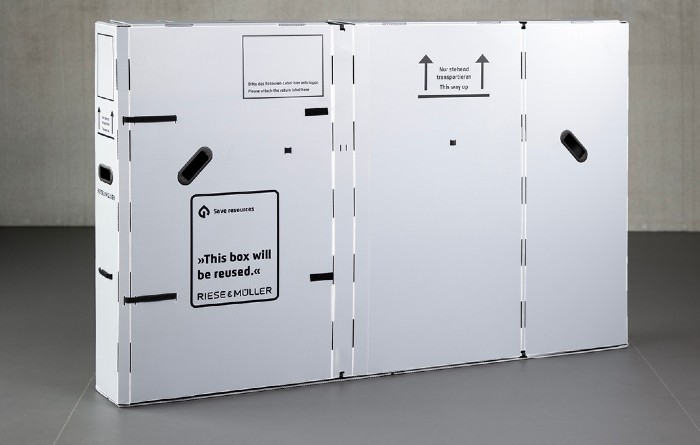 The new bicycle boxes from Riese and Muller can be reused up to 30 times