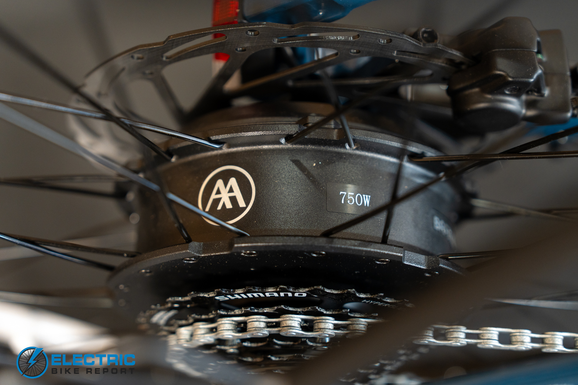 AIMA Key West 2.0 electric bike rear hub motor close up detail