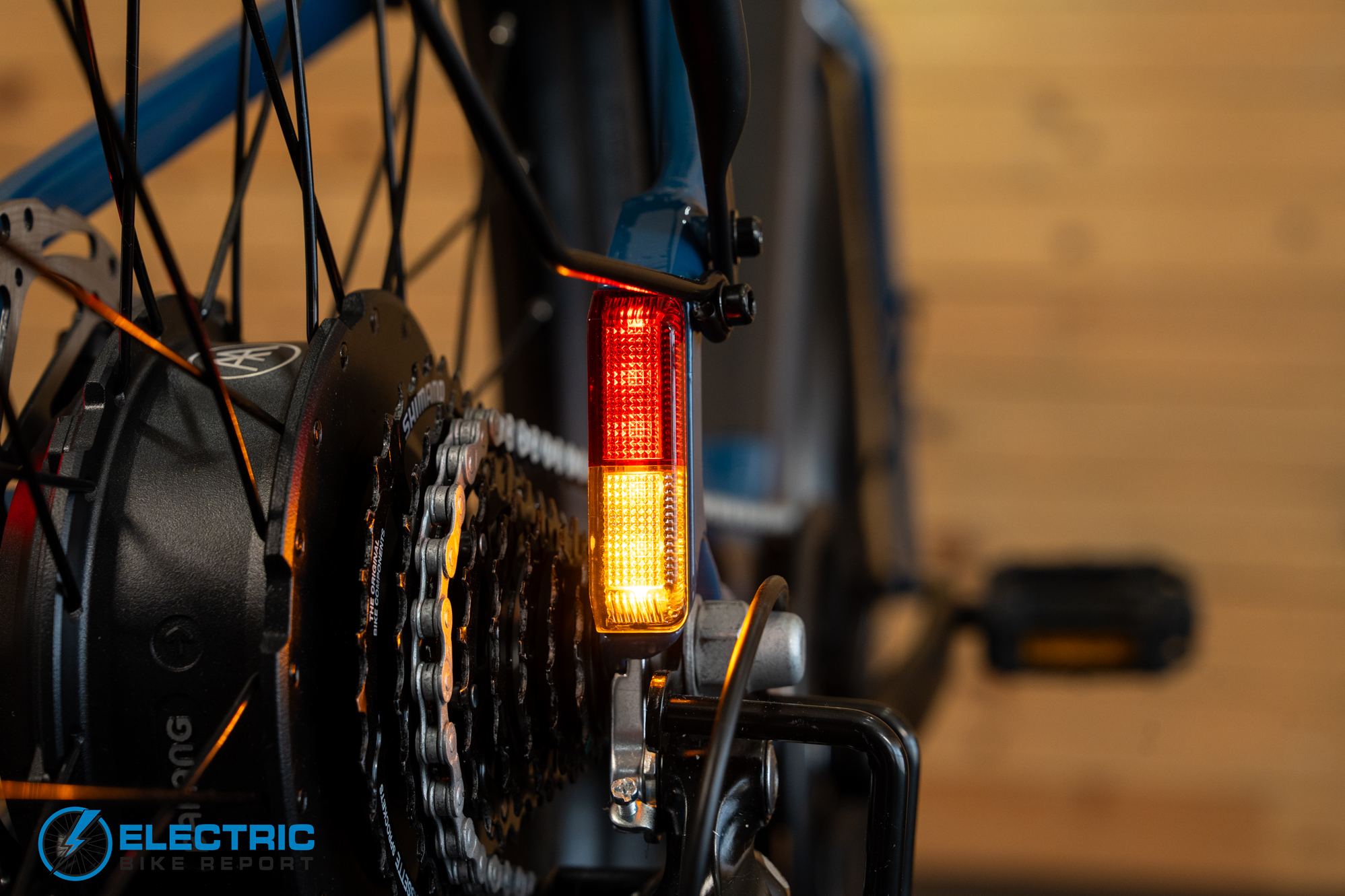AIMA Key West 2.0 taillight illuminated with right turn signal activated rear view