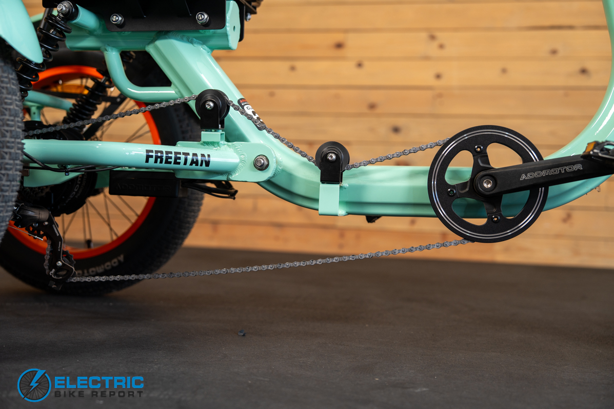 Addmotor Freetan M-368X electric fat bike drivetrain components including chain cassette and derailleur