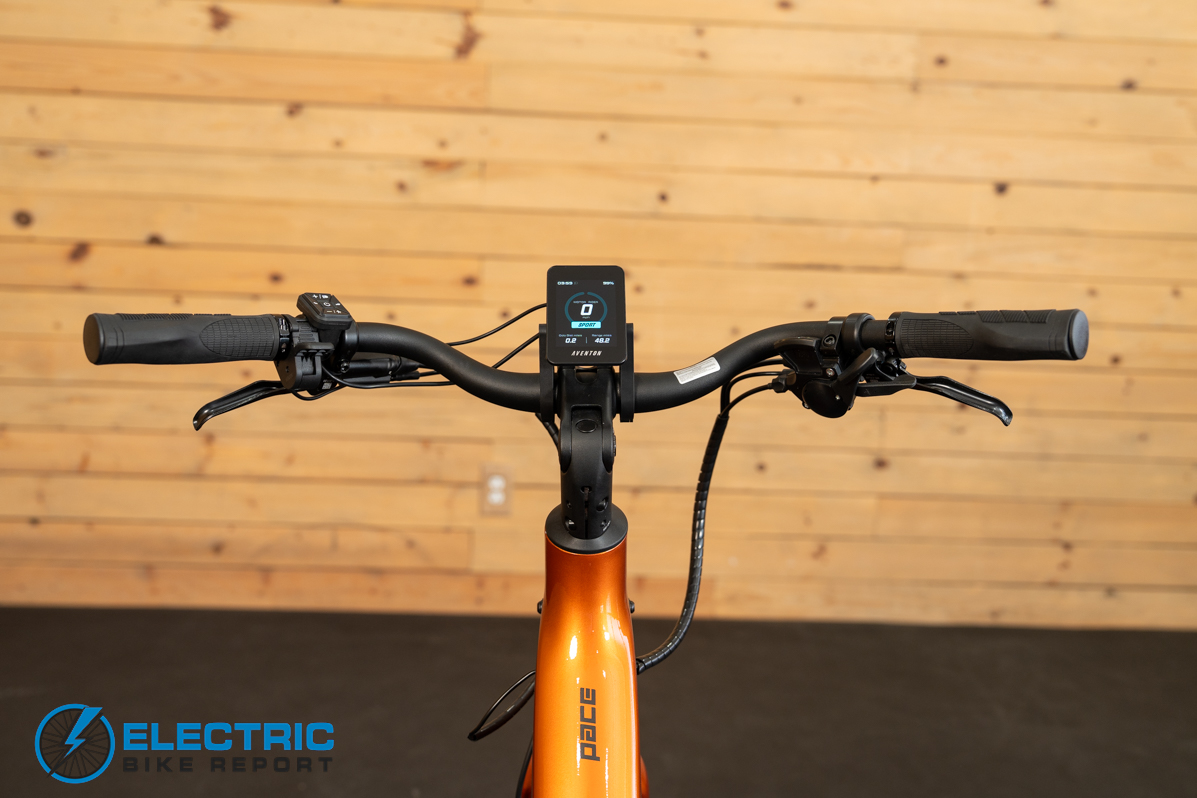 Aventon Pace 5 REC electric bike cockpit with handlebars display and controls