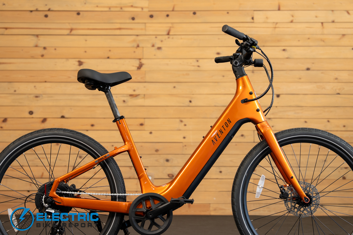 Aventon Pace 5 REC electric bike frame close-up showing build quality and design details