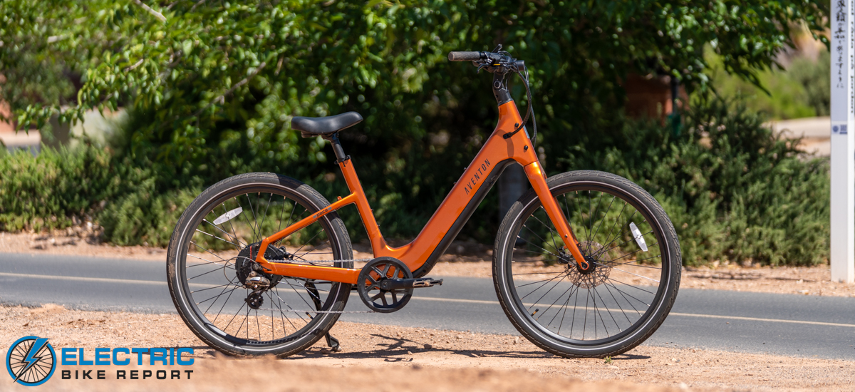 Aventon Pace 5 REC electric bike hero shot fourth angle view