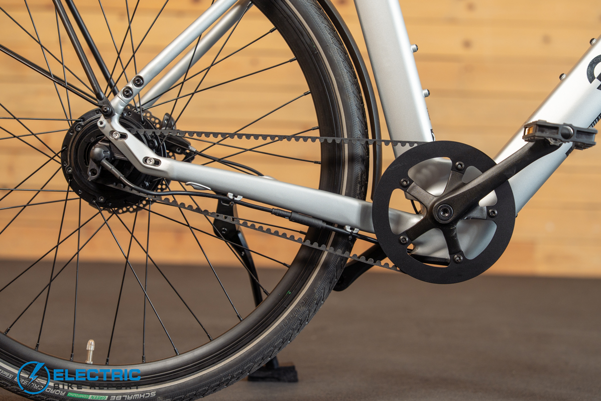 Cikada Urban Cruise electric bike drivetrain components including motor chain and gearing system