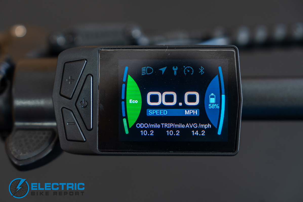 Euphree City Robin 3 electric bike display screen showing ride data and settings