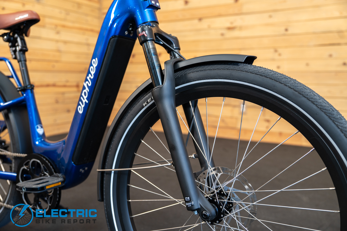 Euphree City Robin 3 front fork suspension detail close-up