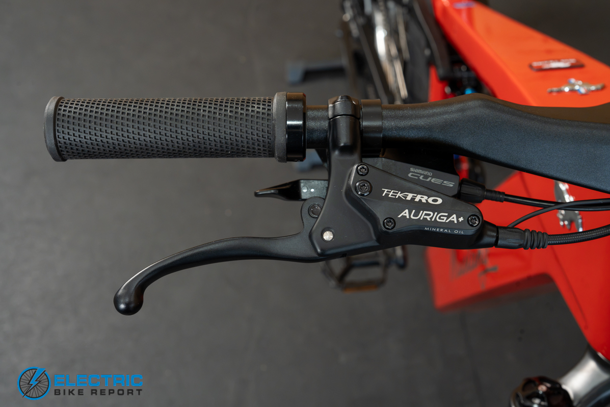 N+ Ford Mustang electric bike hydraulic disc brake detail closeup