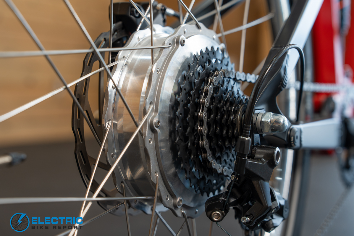 N+ Ford Mustang electric bike rear cassette close-up detail