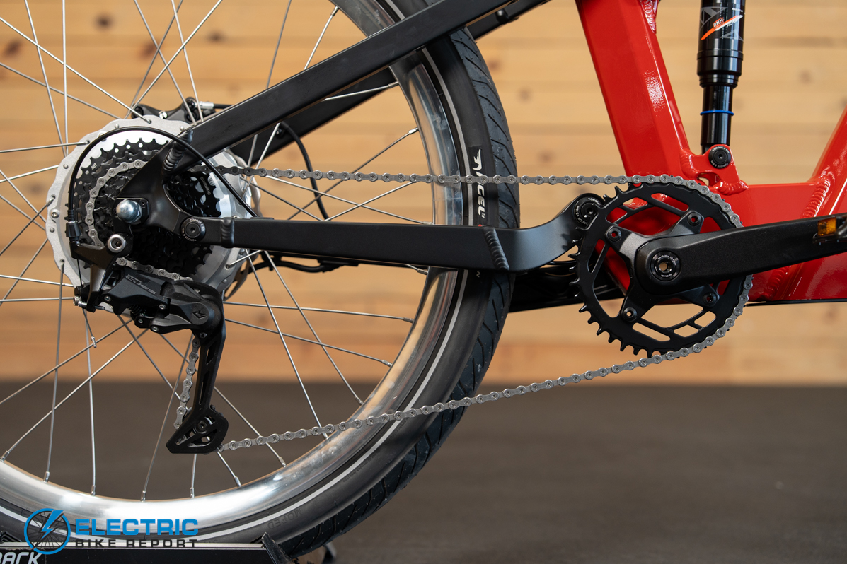 N+ Ford Mustang electric bike drivetrain components including motor and drivetrain system
