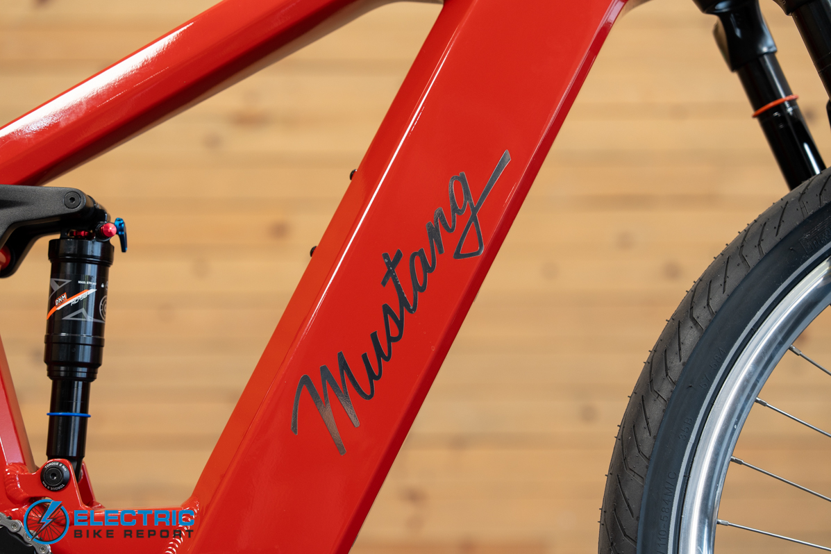 N+ Ford Mustang electric bike main logo badge detail