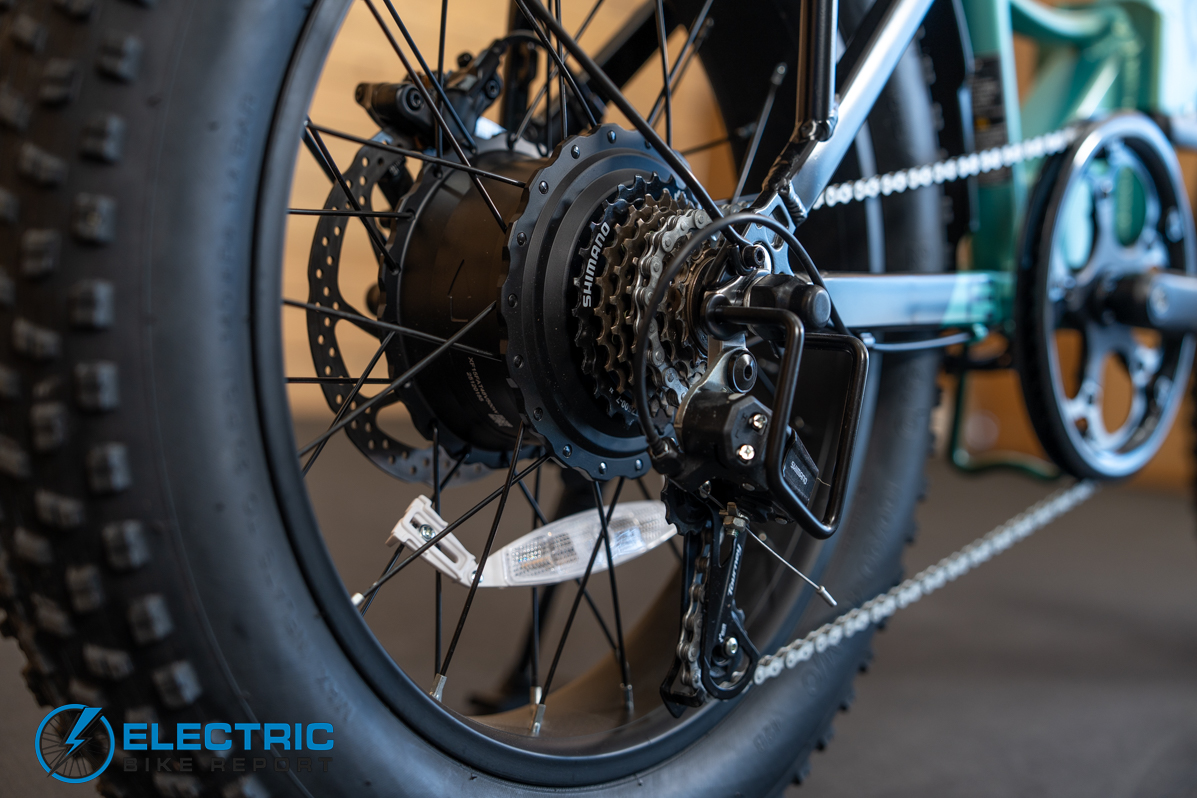 GoTrax F3 electric bike rear cassette close-up showing gear cluster