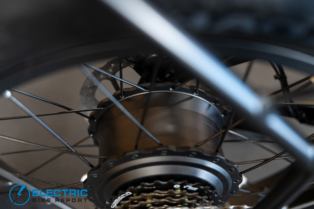 GoTrax F3 electric bike motor close up detail shot