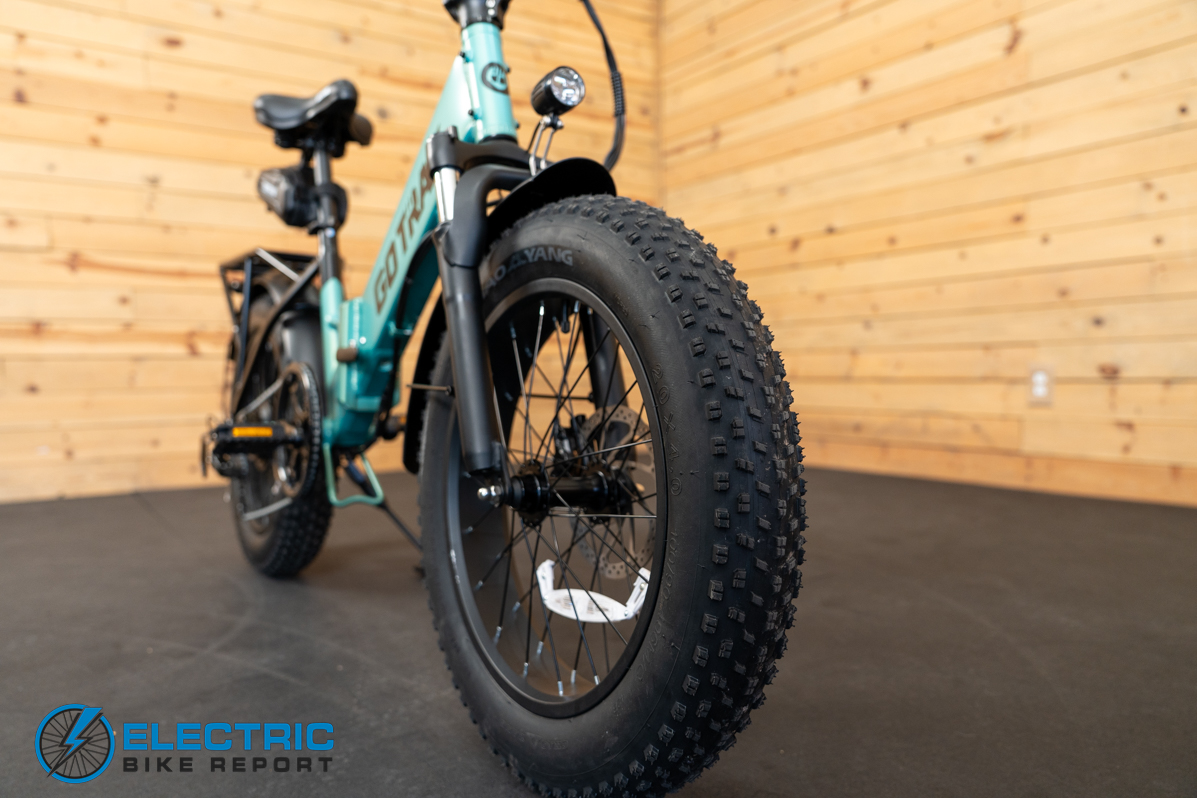 GoTrax F3 electric bike tire tread pattern close up detail
