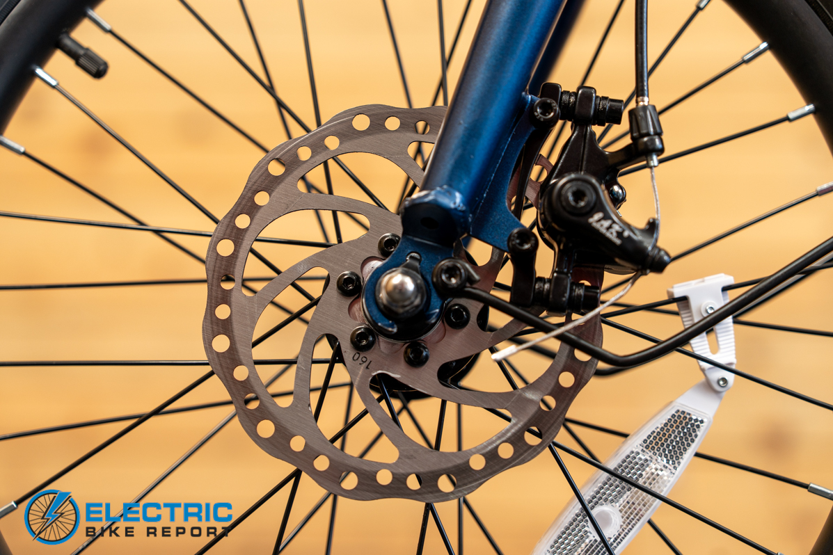 GoTrax E-Fold front brake caliper close-up detail
