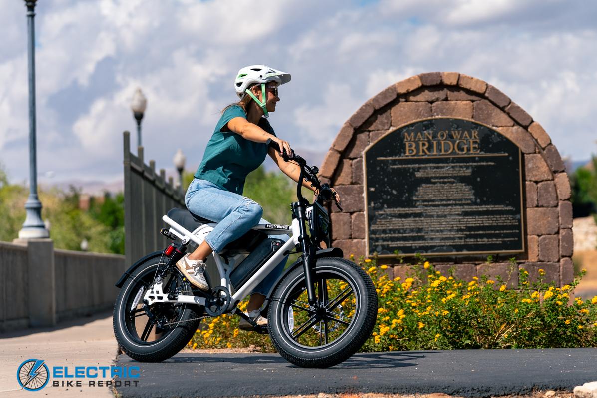 Heybike Titan white electric bike second look angle view