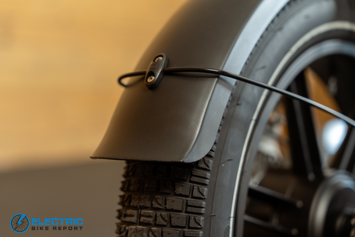 Heybike Titan white electric bike rear fender detail view