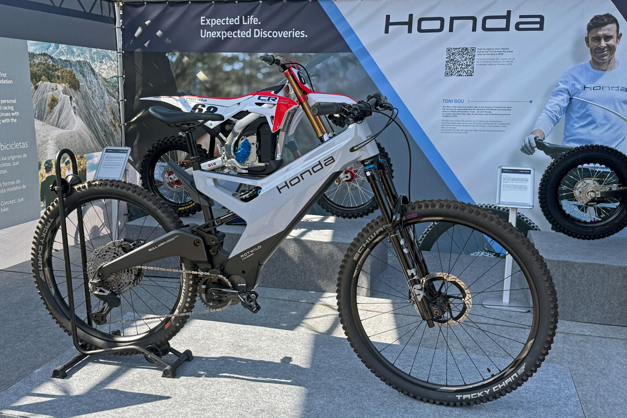 Honda eMTB concept electric mountain bike displayed at Sea Otter Europe cycling event