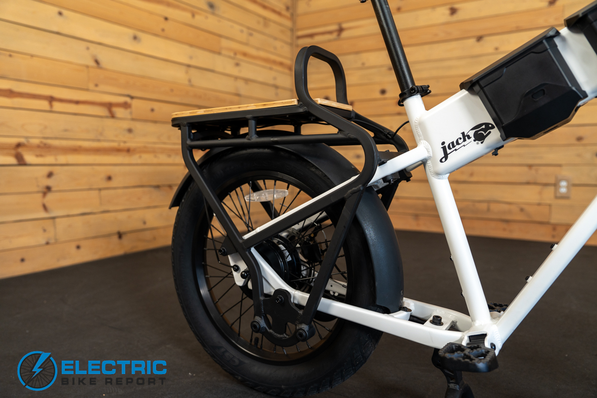 JackRabbit MG Cargo electric bike rear frame detail view