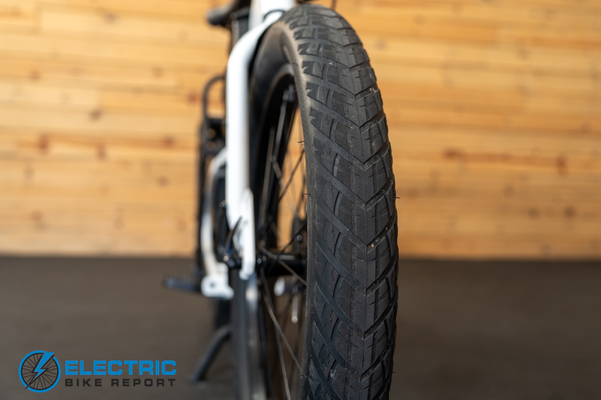 JackRabbit MG Cargo electric bike tire tread pattern close up detail