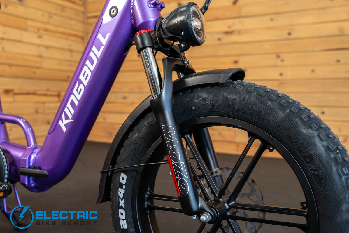 Kingbull Literider 2.0 electric bike front fork suspension close-up detail