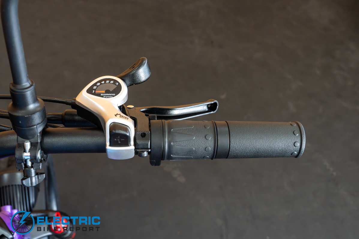 Kingbull Literider 2.0 electric bike right side handlebar controls rear view