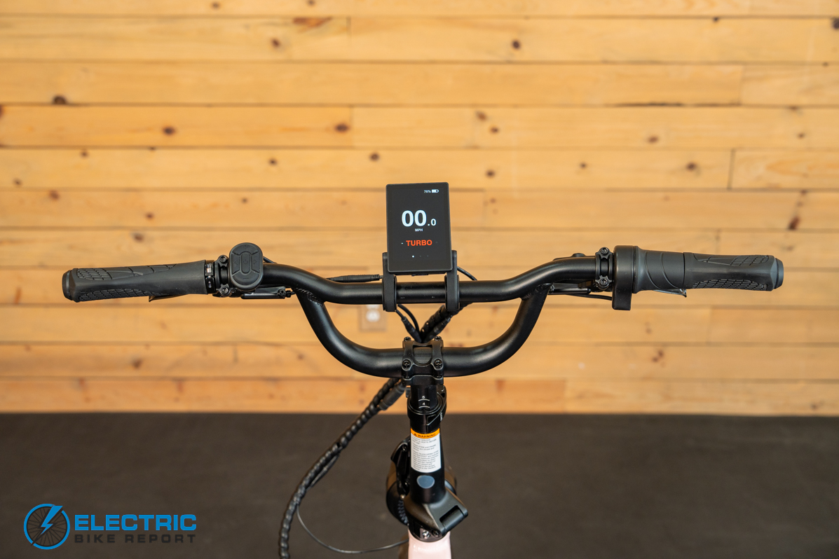Lectric XP Lite 3 cockpit showing handlebars display and controls
