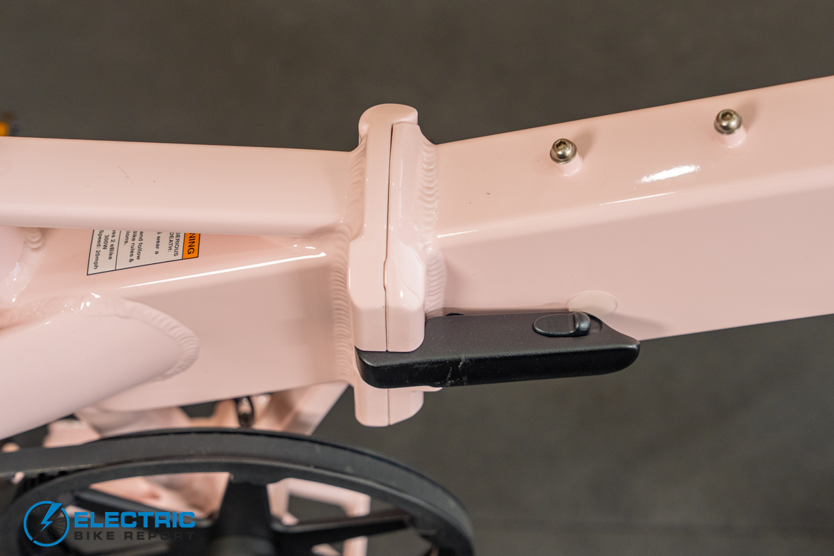 Lectric XP Lite 3 main folding latch mechanism close up detail