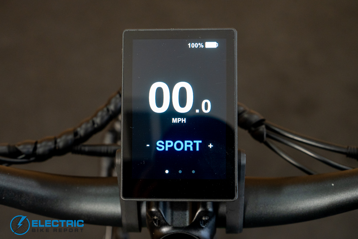 Lectric XPress Lite display screen showing speed and battery level readout