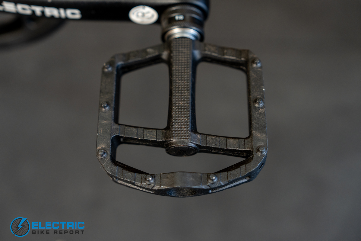 Lectric XPress Lite pedal close-up detail on electric bike