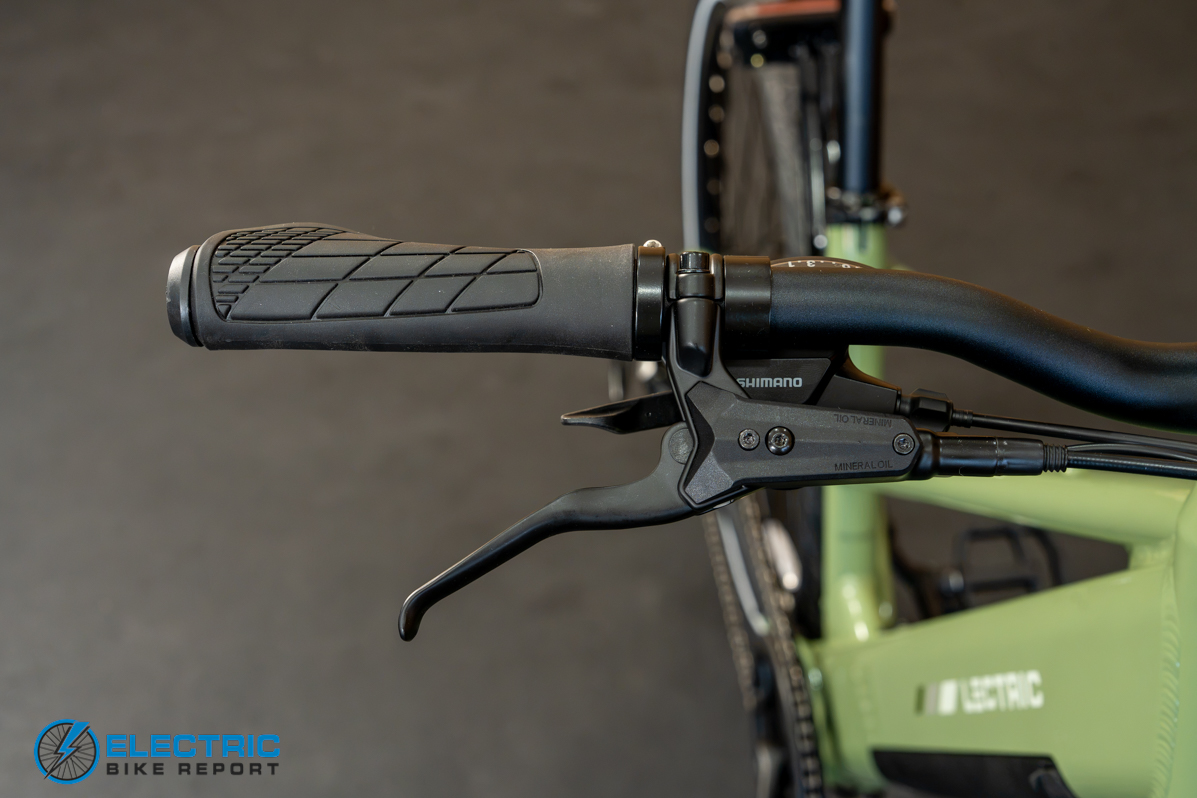 Lectric XPress Lite right side handlebar controls and display up close
