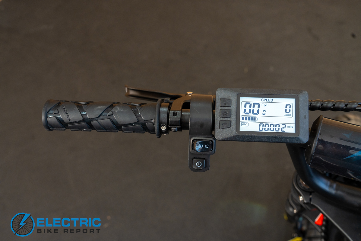 Macfox X7 left side handlebar controls viewed from the back