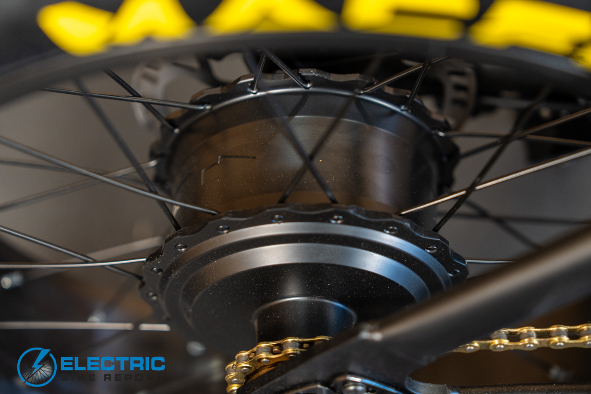 Macfox X7 electric bike motor close-up detail view