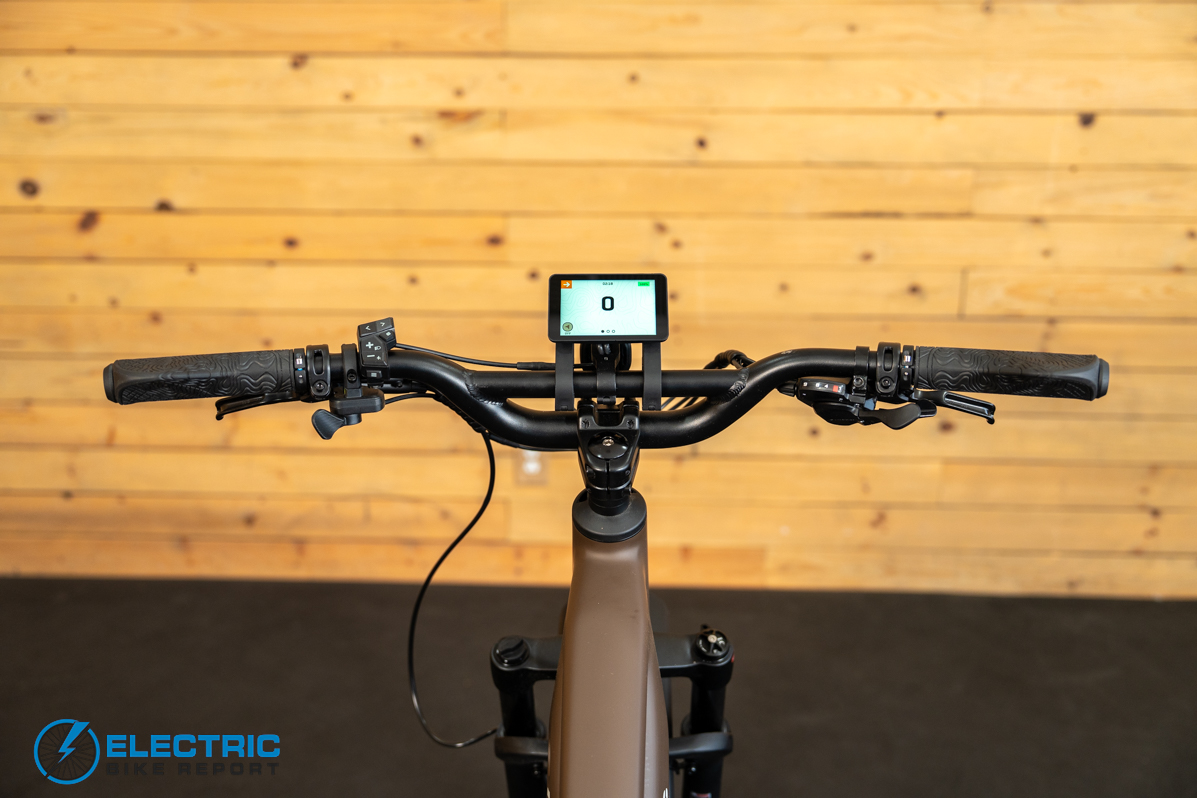 Monarc Marker HS electric bike cockpit handlebar controls and display closeup