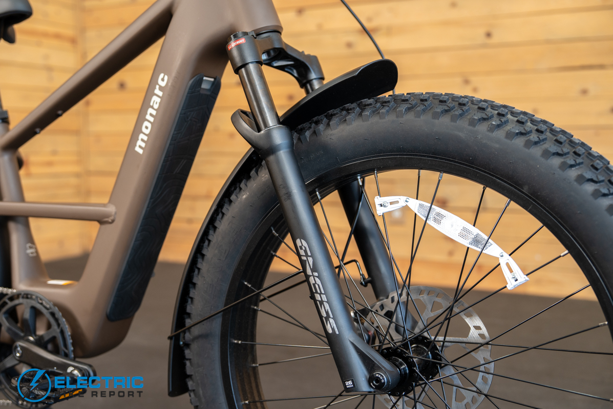 Monarc Marker HS front fork suspension detail close-up