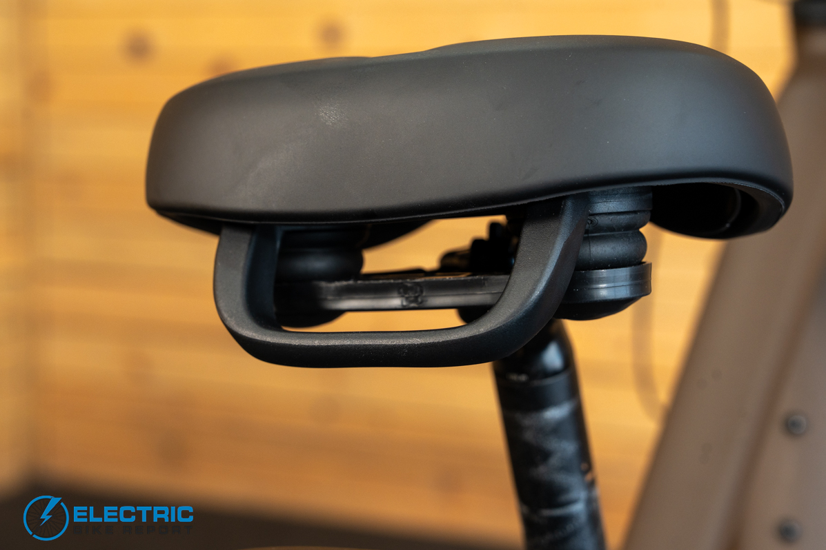 Monarc Marker HS electric bike saddle handle close-up detail