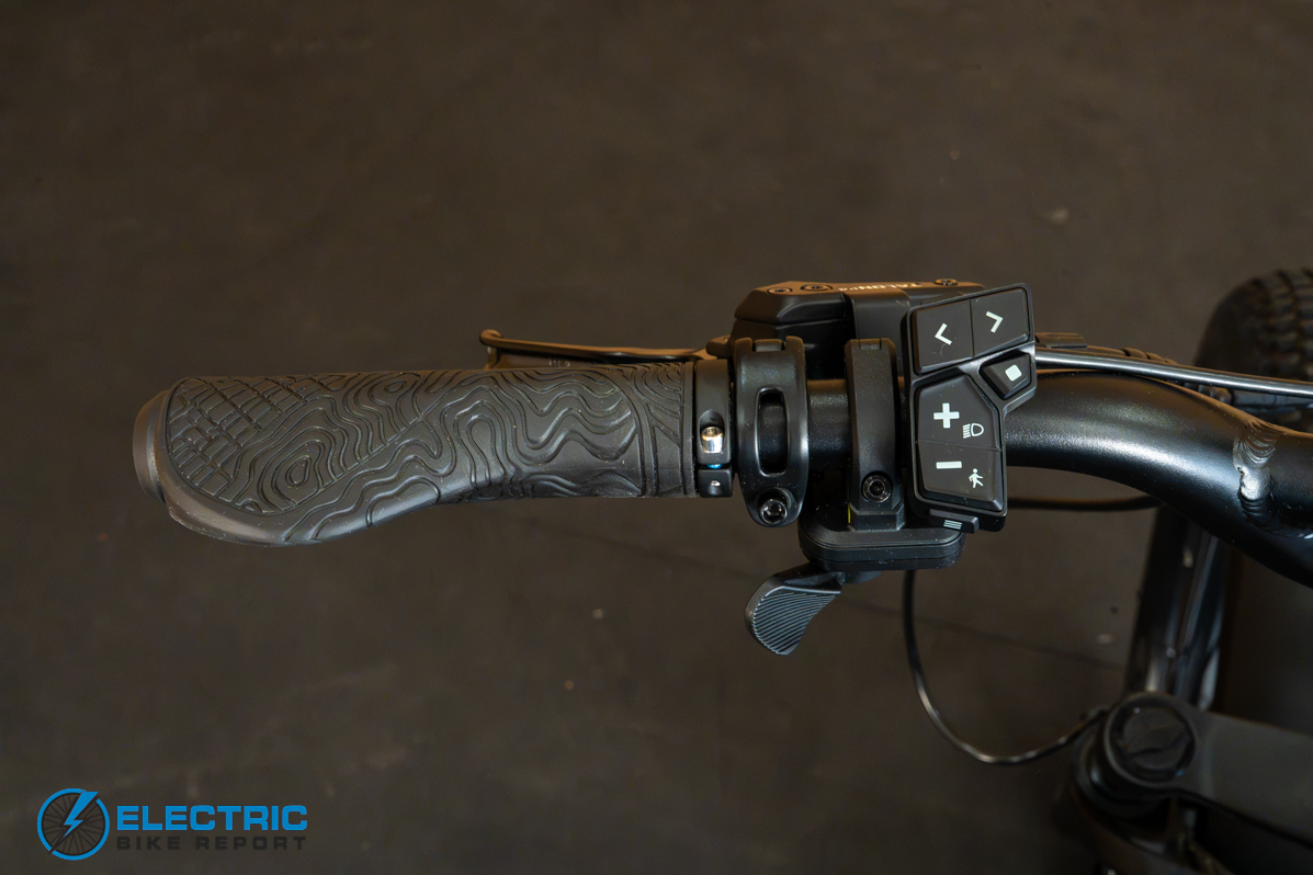 Monarc Marker HS throttle and controller detail shot on electric bike handlebar