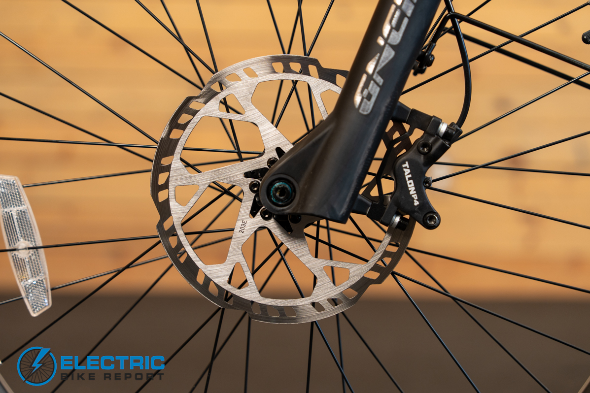Monarc Tracer HS front brake caliper close-up detail
