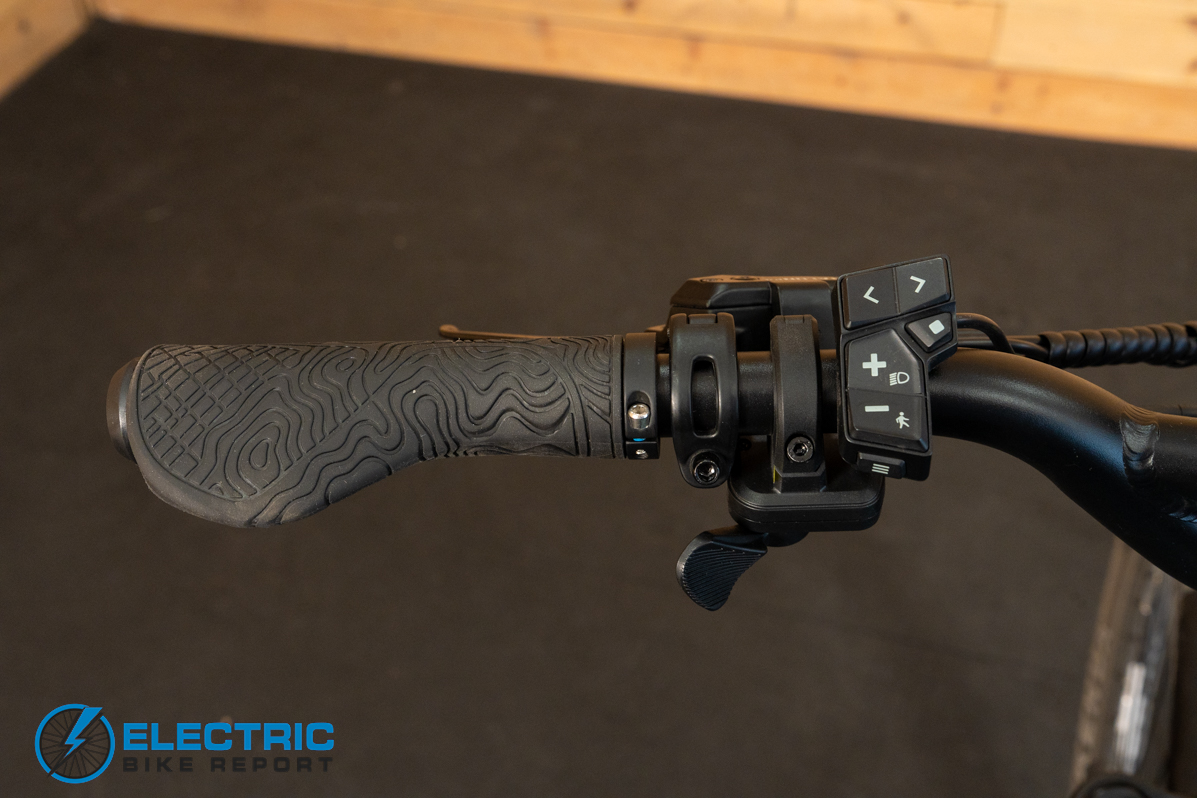 Monarc Tracer HS left side handlebar controls rear view