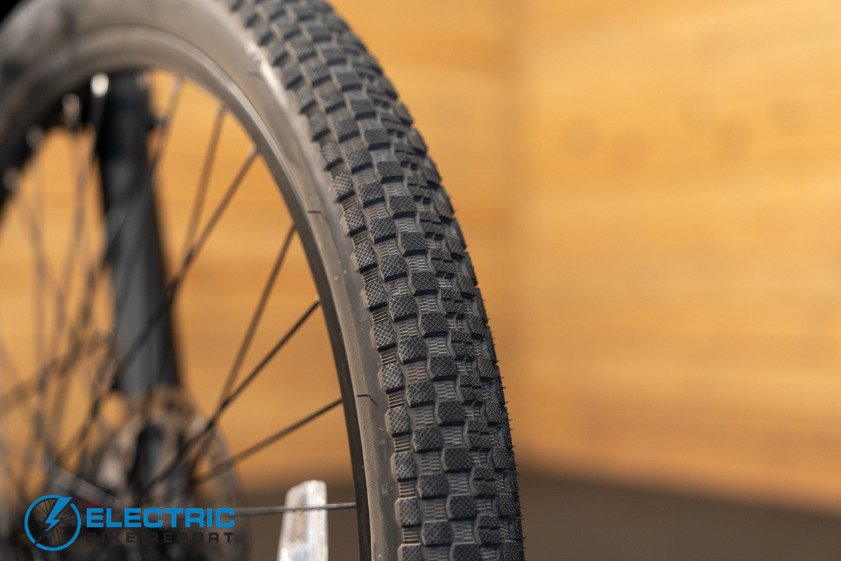 Monarc Tracer HS electric bike tire tread pattern close up