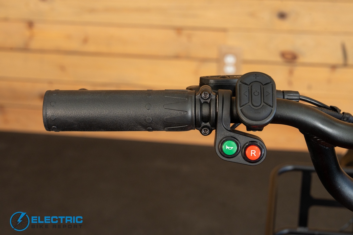 Mooncool TK2 electric bike left side handlebar controls and backside view