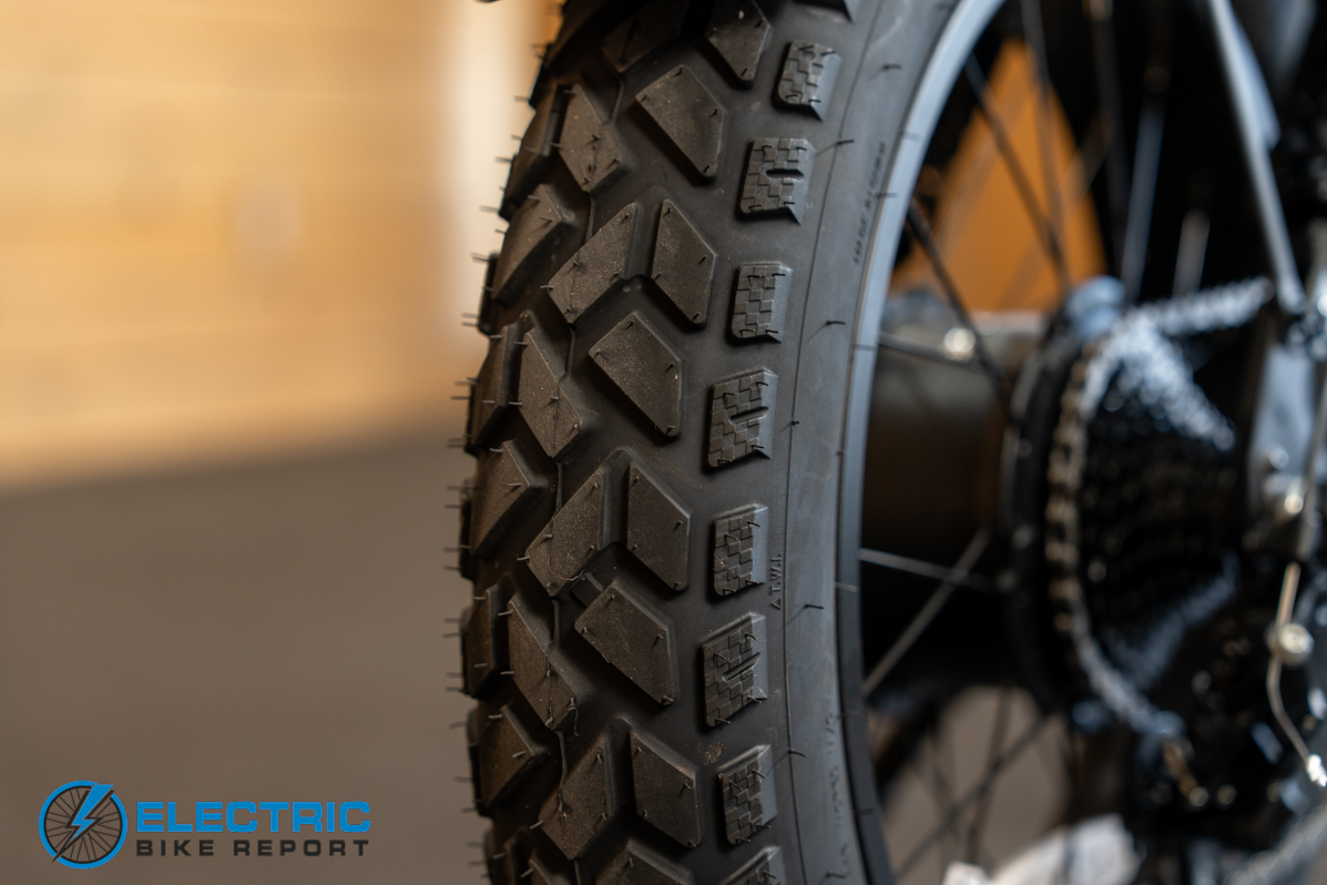 PEDAL AWD electric bike rear tire tread pattern close up