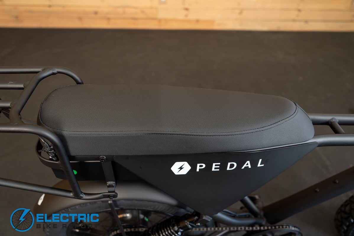 PEDAL AWD electric bike saddle closeup detail view
