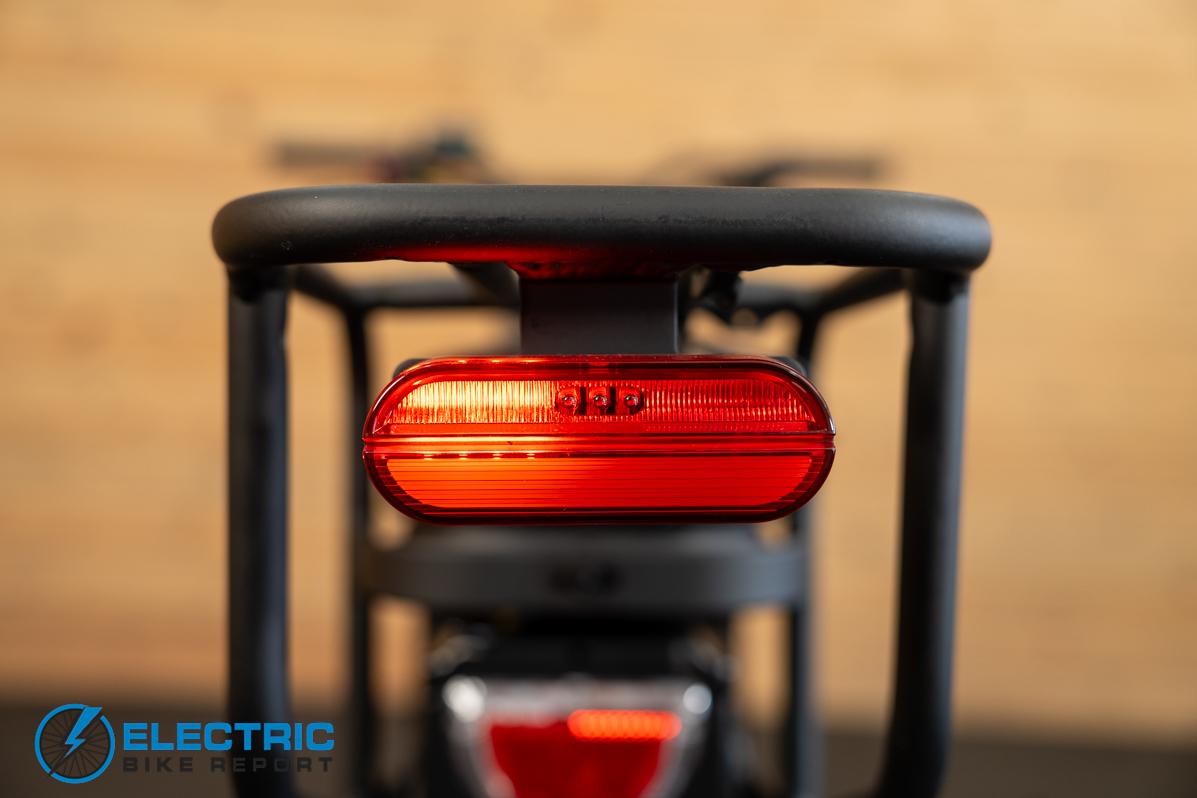 PEDAL AWD electric bike taillight with left turn signal blinker activated