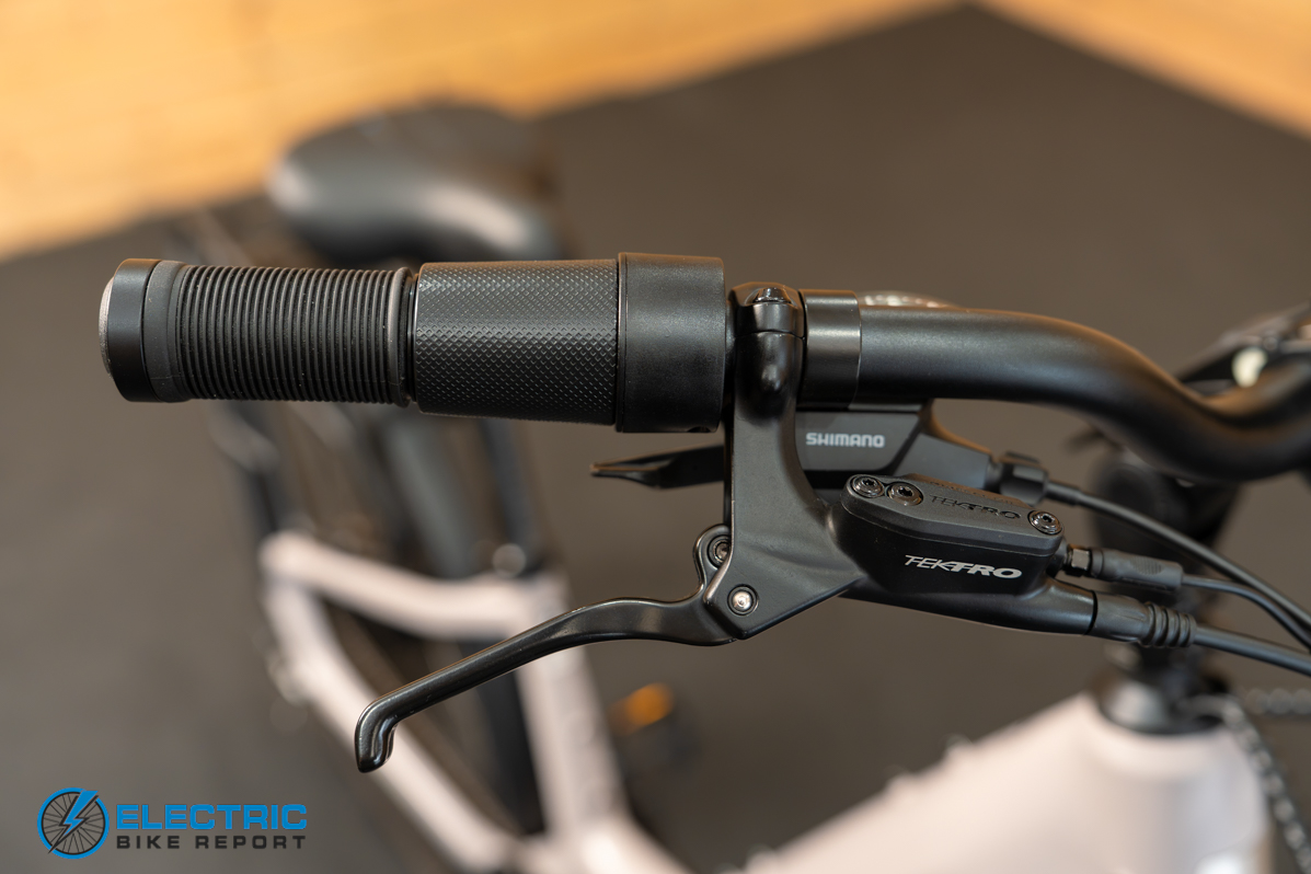 Pedego Ridge Rider 2 brake lever and hydraulic brake system close-up